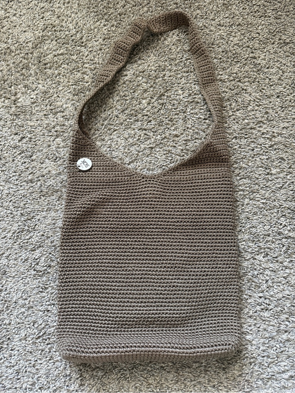 The Sak Crochet Shoulder Bag in Taupe Brown